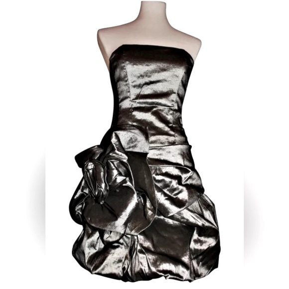 Olivia Formal Teacup Dress Silver Taffeta - Picture 1 of 10